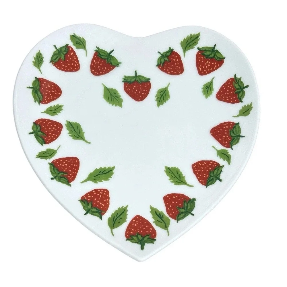 Williams Sonoma‎ La Mure Chene Heart Shape Berry Plates Set 4 Dessert Appetizer